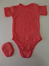 Body pentru bebelusi/copii din in tricotat, culoare somon