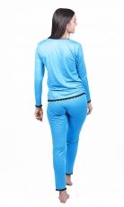 Pijamale dama SARA, din lana merinos 100%, culoare albastru turcoaz