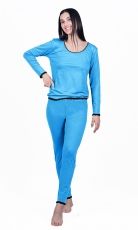 Pijamale dama SARA, din lana merinos 100%, culoare albastru turcoaz