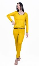 Pijamale dama SARA, din lana merinos 100%, culoare galben sofran